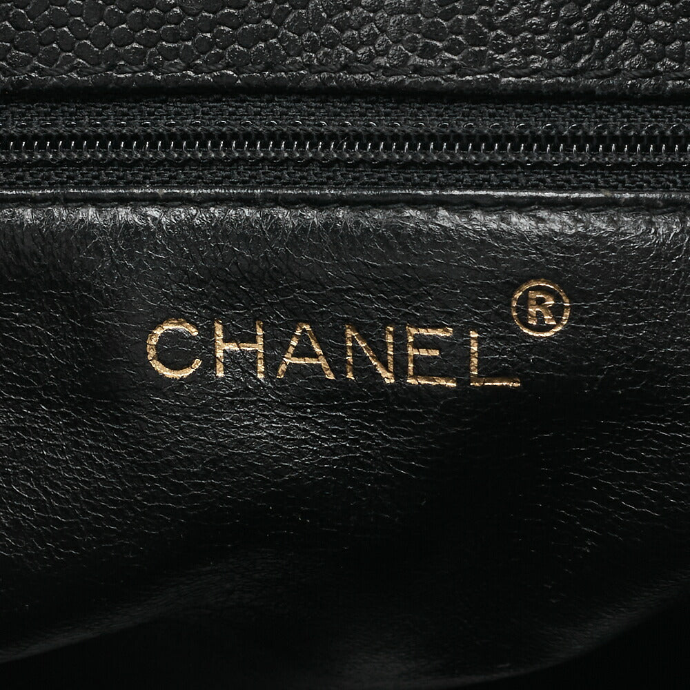 CHANEL Shoulder Bag  Matelassé Caviar Skin Black Coco Mark Turnlock Bicolore Gold-Tone Hardware, Pre-Owned