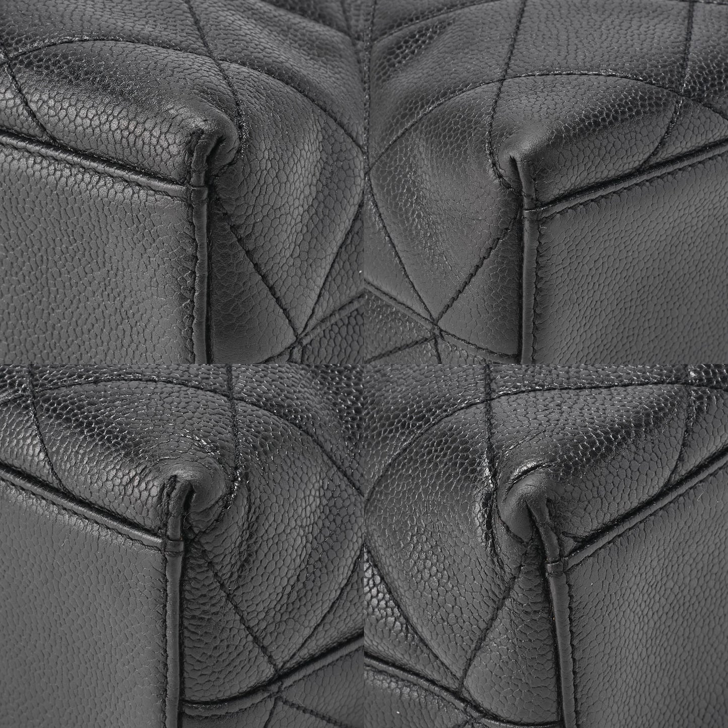 CHANEL Shoulder Bag  Matelassé Caviar Skin Black Coco Mark Turnlock Bicolore Gold-Tone Hardware, Pre-Owned