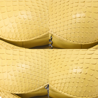 CHANEL Matelassé Drawstring Chain Shoulder Lambskin ｘ Python Silver-Tone Hardware, Pre-Owned