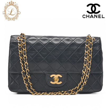 CHANEL Matelassé  Turnlock Straight Flap Chain Shoulder Lambskin Black Gold-Tone Hardware, Pre-Owned