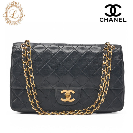 CHANEL Matelassé  Turnlock Straight Flap Chain Shoulder Lambskin Black Gold-Tone Hardware, Pre-Owned