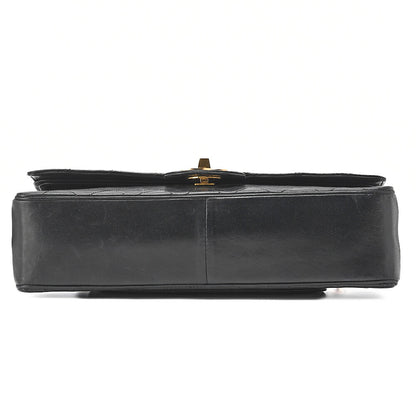 CHANEL Matelassé  Turnlock Straight Flap Chain Shoulder Lambskin Black Gold-Tone Hardware, Pre-Owned