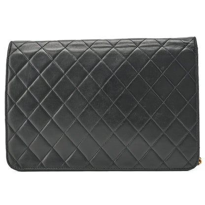 CHANEL Matelassé Push Lock Turnlock Chain Shoulder Lambskin Black Gold-Tone Hardware, Pre-Owned