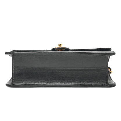 CHANEL Matelassé Push Lock Turnlock Chain Shoulder Lambskin Black Gold-Tone Hardware, Pre-Owned
