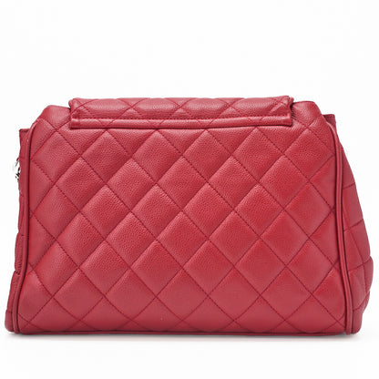 CHANEL Matelassé Coco Mark Chain Shoulder Bag Caviar Skin Red Silver-Tone Hardware, Pre-Owned