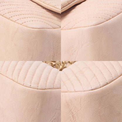 CHANEL Shoulder Bag Calfskin V-Stitch Beige Turnlock Single Flap Gold-Tone Hardware, Pre-Owned