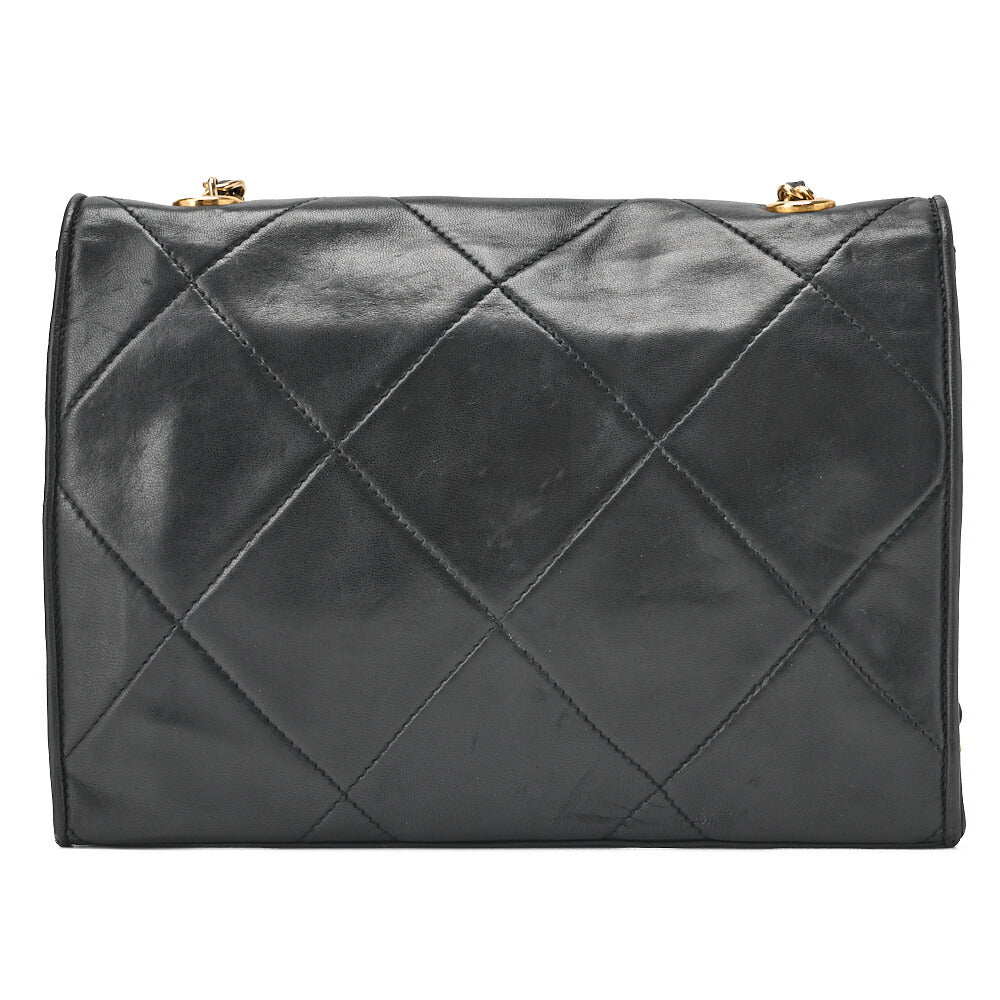 CHANEL Chain Shoulder Bag Lambskin Black Coco Mark Flap Push Lock Silver-Tone Hardware, Pre-Owned]