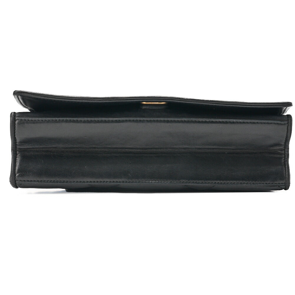CHANEL Chain Shoulder Bag Lambskin Black Coco Mark Flap Push Lock Silver-Tone Hardware, Pre-Owned]