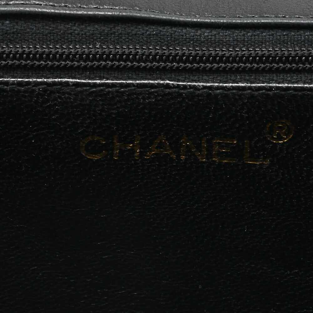 CHANEL Chain Shoulder Bag Lambskin Black Coco Mark Flap Push Lock Silver-Tone Hardware, Pre-Owned]