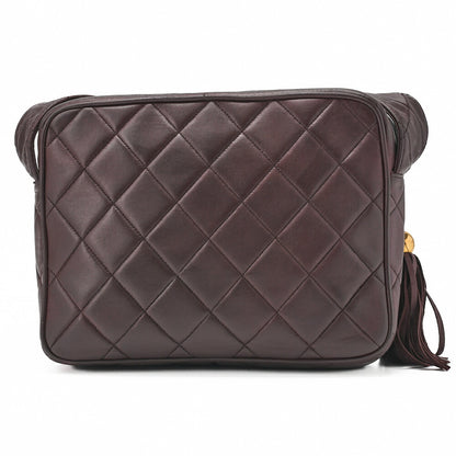 CHANEL One Shoulder Bag Matelassé Coco Mark Fringe Brown Gold-Tone Hardware, Pre-Owned
