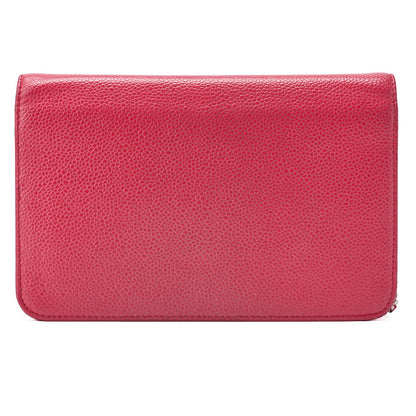 CHANEL Shoulder Bag Chain Wallet Caviar Skin Rose Pink Silver-Tone Hardware, Pre-Owned