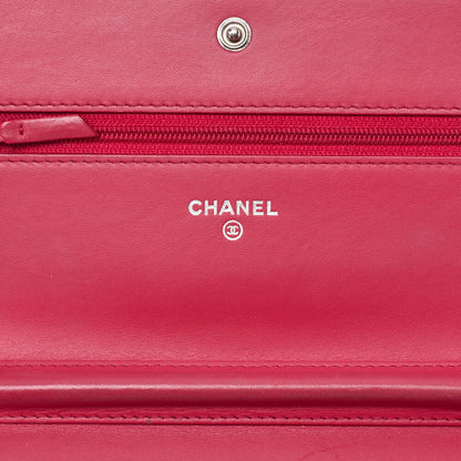 CHANEL Shoulder Bag Chain Wallet Caviar Skin Rose Pink Silver-Tone Hardware, Pre-Owned