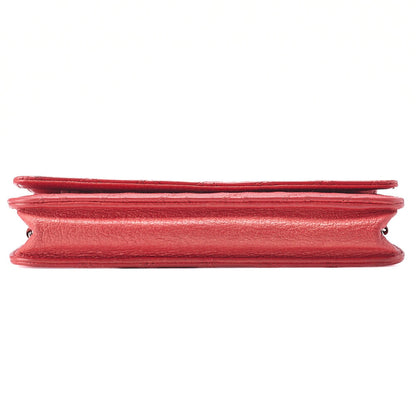 CHANEL Bicolore Matelassé Chain Wallet Calfskin Red Silver-Tone Hardware, Pre-Owned