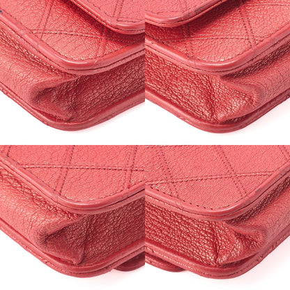 CHANEL Bicolore Matelassé Chain Wallet Calfskin Red Silver-Tone Hardware, Pre-Owned