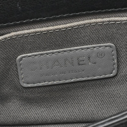 CHANEL Boy Chanel Diamond Stitch Chain Shoulder Calfskin Black Mini Size Silver-Tone Hardware, Pre-Owned