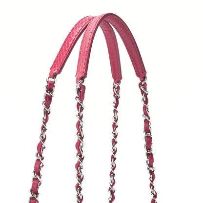 CHANEL Matelassé Outside Flap Chain Shoulder Python Pink Silver-Tone Hardware, Pre-Owned