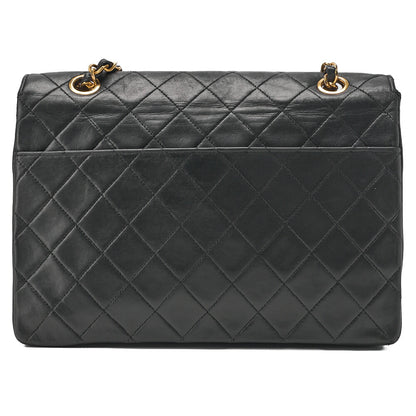 CHANEL Chain Shoulder Bag Matelassé Design Flap Lambskin Black Gold-Tone Hardware, Pre-Owned