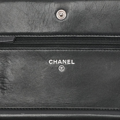 CHANEL Cambon Line Chain Wallet Calfskin Black Silver-Tone Hardware, Pre-Owned