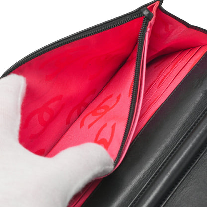 CHANEL Cambon Line Chain Wallet Calfskin Black Silver-Tone Hardware, Pre-Owned