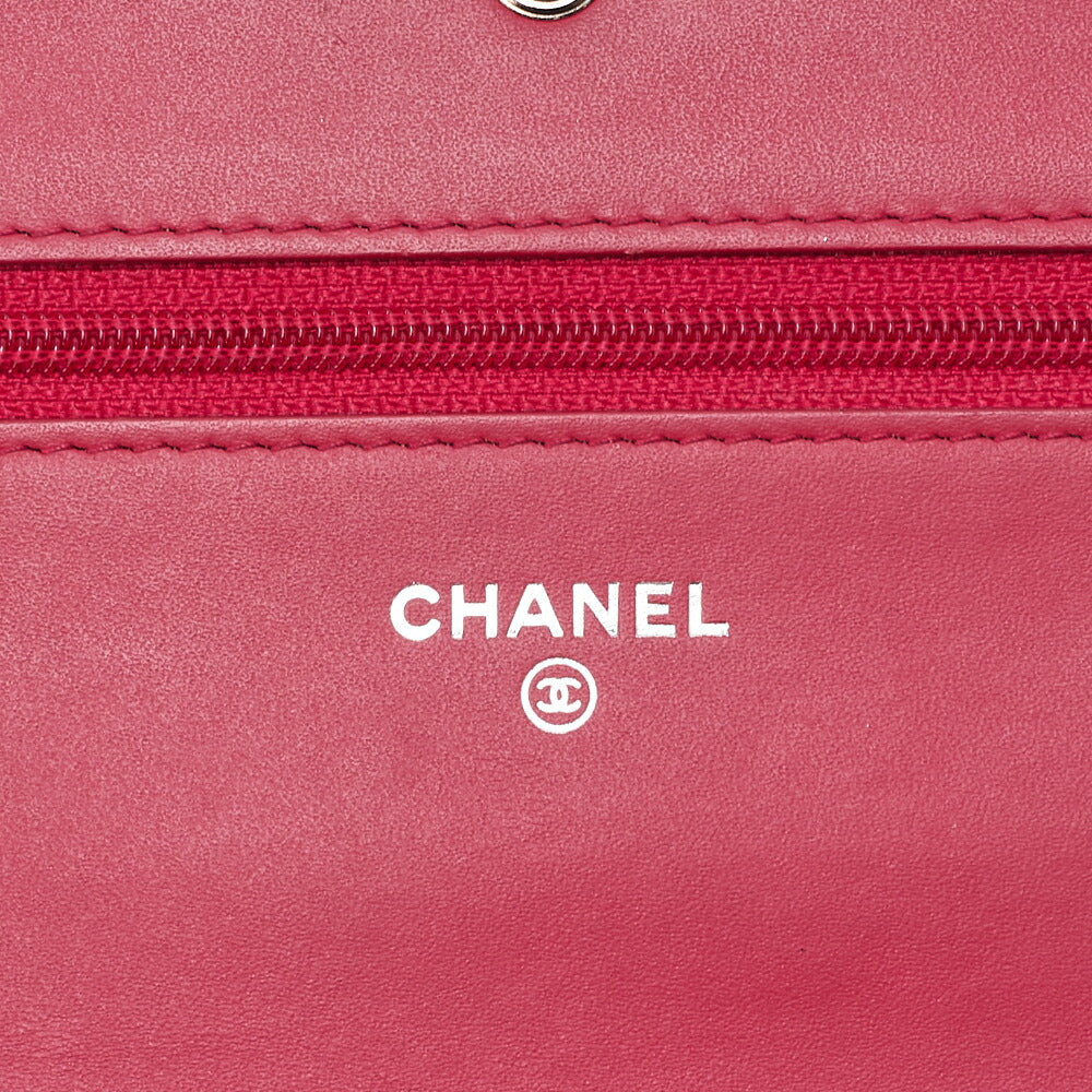 CHANEL Shoulder Bag Chain Wallet Caviar Skin Rose Pink Silver-Tone Hardware, Pre-Owned
