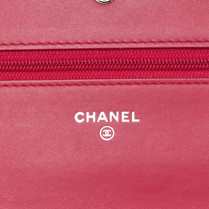 CHANEL Shoulder Bag Chain Wallet Caviar Skin Rose Pink Silver-Tone Hardware, Pre-Owned