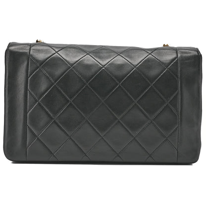 CHANEL Matelassé Diana Flap 25cm Chain Shoulder Lambskin Black Gold-Tone Hardware, Pre-Owned