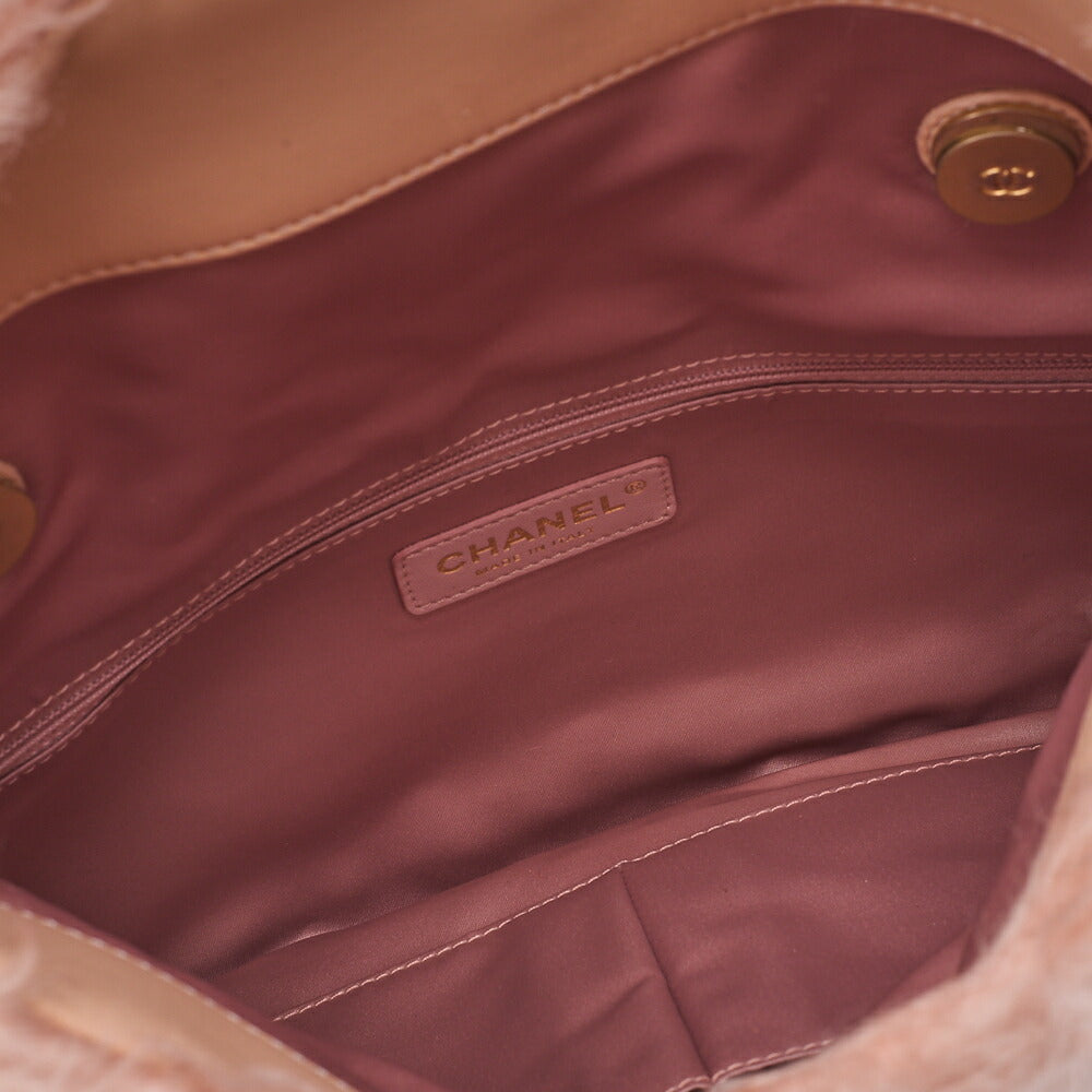 CHANEL Shoulder Bag Fur Turnlock Single Flap Mouth Pink Gold-Tone Hardware, Pre-Owned