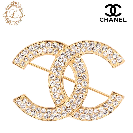CHANEL Cocomark Rhinestone Brooch GP (Gold Plated)　Gold-Tone Hardware, Pre-Owned]