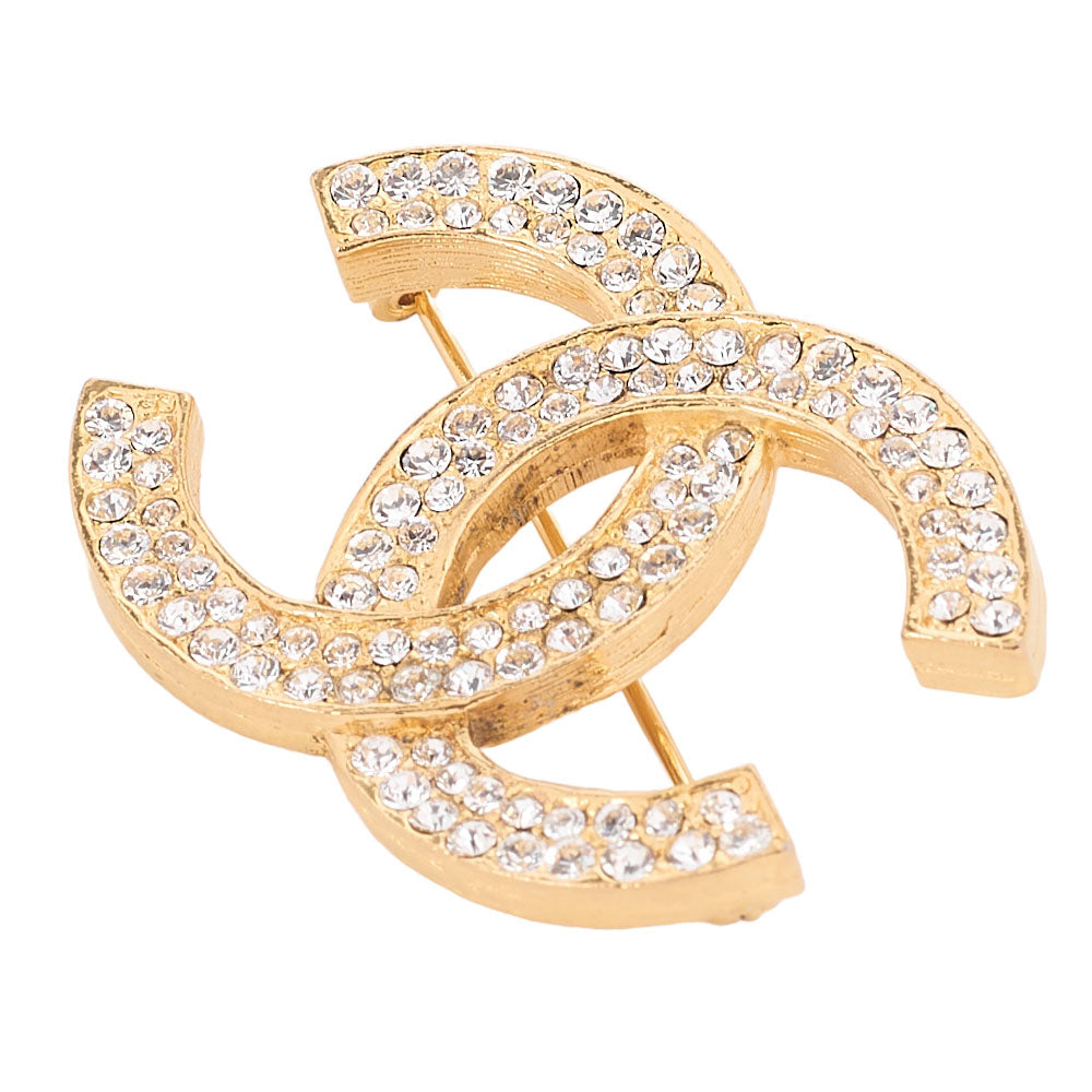 CHANEL Cocomark Rhinestone Brooch GP (Gold Plated)　Gold-Tone Hardware, Pre-Owned]