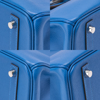 HERMES Birkin 30 Handbag BlueIzmir Silver-Tone Hardware, Pre-Owned