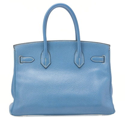 HERMES Birkin 30 Handbag Tryon Clemence　 Blue Gin　Silver-Tone Hardware, Pre-Owned