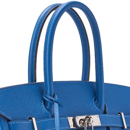 HERMES Birkin 30 Handbag BlueIzmir Silver-Tone Hardware, Pre-Owned
