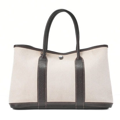HERMES Garden Party TPM Bag Tooise Ivory ｘ Brown Silver-Tone Hardware, Pre-Owned