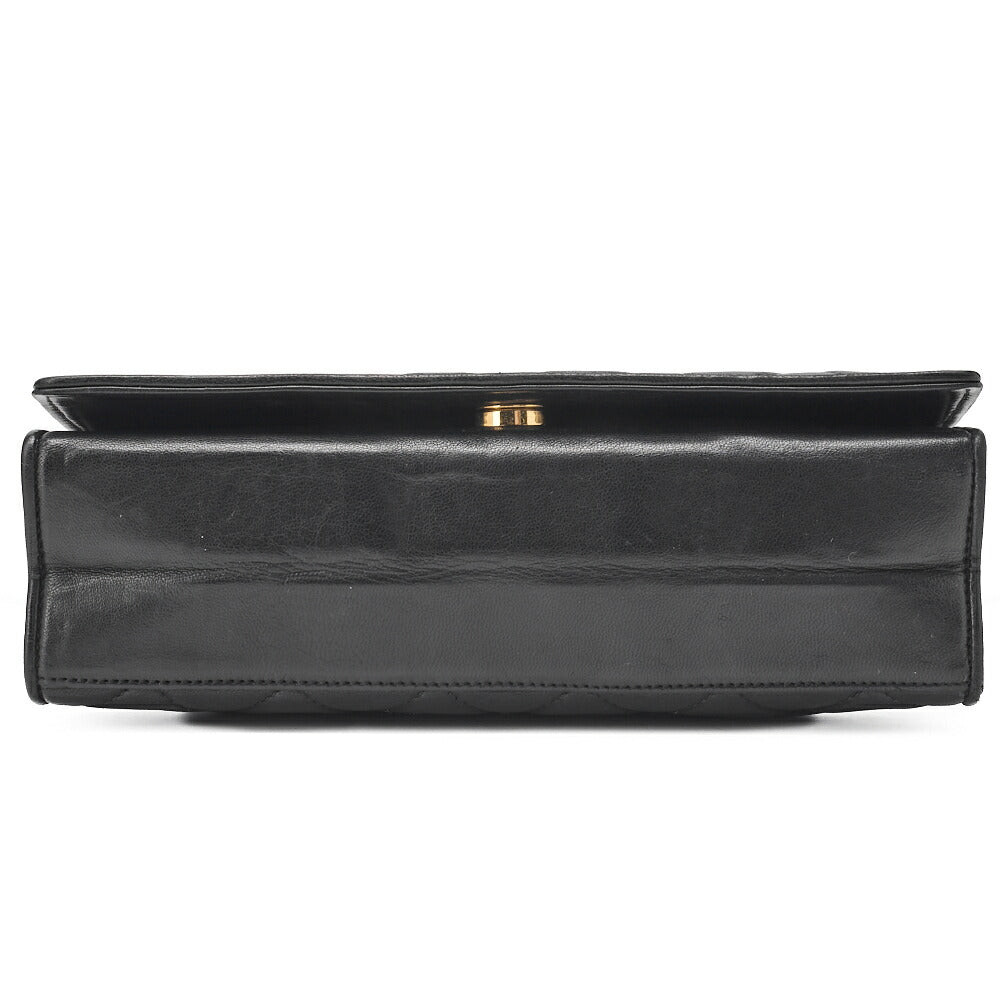 CHANEL Chain Shoulder Bag Lambskin Black Coco Mark Full Flap Push Lock Gold-Tone Hardware, Pre-Owned