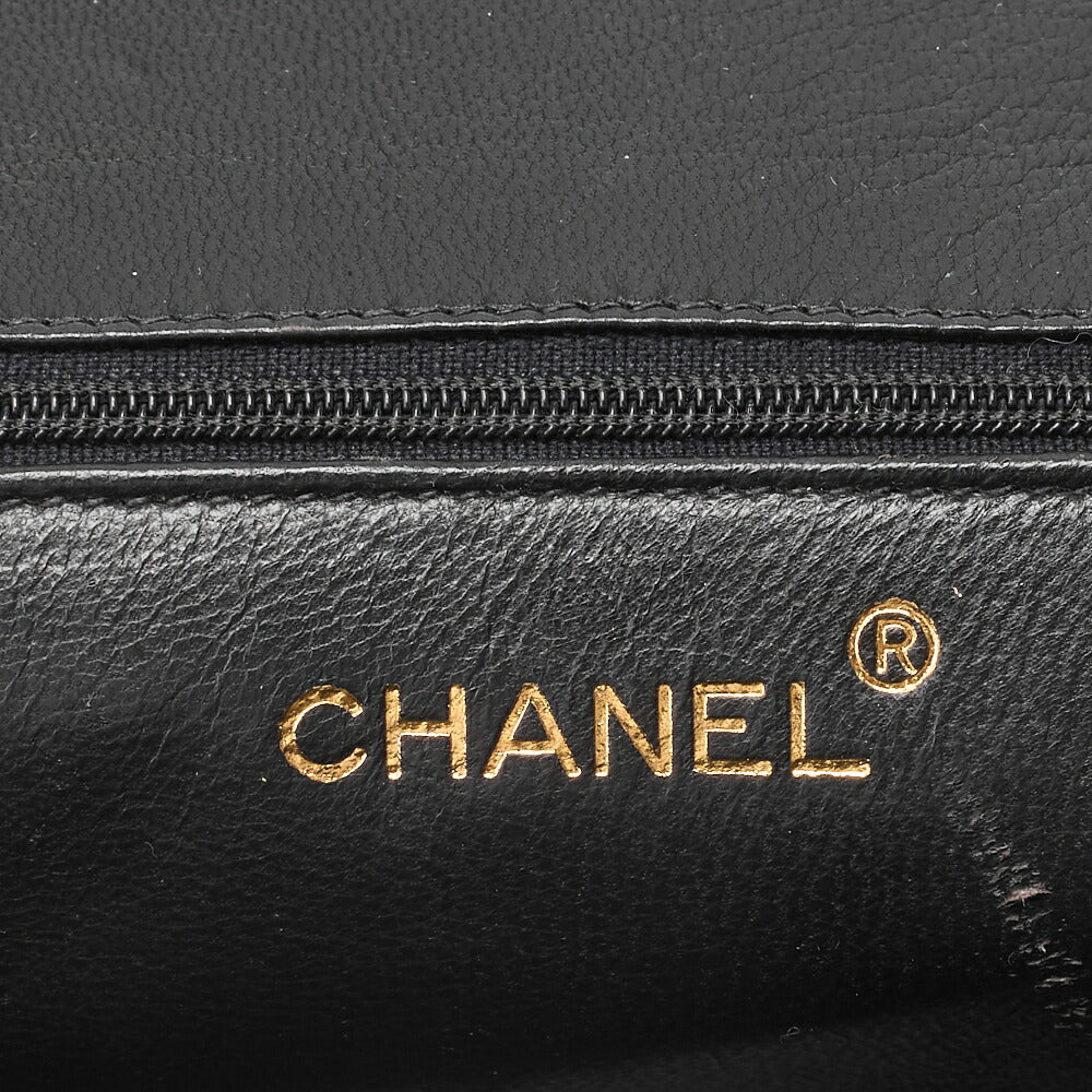 CHANEL Chain Shoulder Bag Lambskin Black Coco Mark Full Flap Push Lock Gold-Tone Hardware, Pre-Owned