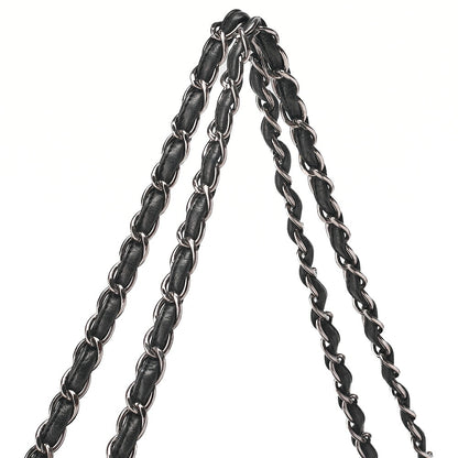 CHANEL Chain Shoulder Bag Cocomark Patchwork Full Flap Lambskin x Enamel Black Silver-Tone Hardware, Pre-Owned
