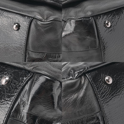 CHANEL Chain Shoulder Bag Cocomark Patchwork Full Flap Lambskin x Enamel Black Silver-Tone Hardware, Pre-Owned