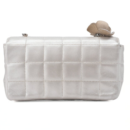 CHANEL Chanel Chocolate Bar Camellia Push Lock Chain Shoulder Lambskin Silver-Tone Hardware, Pre-Owned