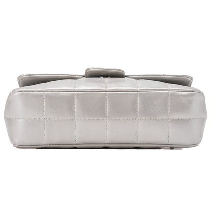 CHANEL Chanel Chocolate Bar Camellia Push Lock Chain Shoulder Lambskin Silver-Tone Hardware, Pre-Owned