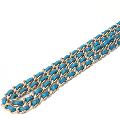 CHANEL Chain Shoulder Chain Wallet Camellia Lambskin Turquoise Gold-Tone Hardware, Pre-Owned