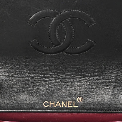 CHANEL Chain Shoulder Bag Matlasse Lambskin Rheinstone Pushlock Black Gold-Tone Hardware, Pre-Owned