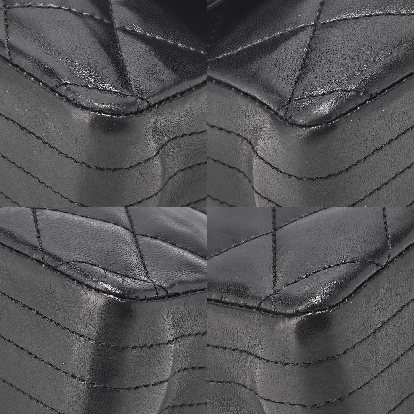 CHANEL Chain Shoulder Bag Matlasse Lambskin Rheinstone Pushlock Black Gold-Tone Hardware, Pre-Owned