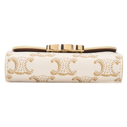 CELINE Triomphe Bi-Fold Compact Folding Wallet PVC x Leather White Gold-Tone Hardware, Pre-Owned