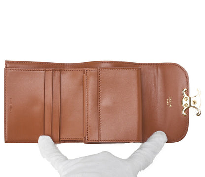 CELINE Triomphe Bi-Fold Compact Folding Wallet PVC x Leather White Gold-Tone Hardware, Pre-Owned