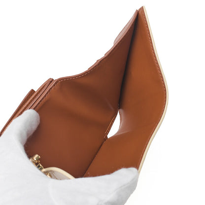 CELINE Triomphe Bi-Fold Compact Folding Wallet PVC x Leather White Gold-Tone Hardware, Pre-Owned