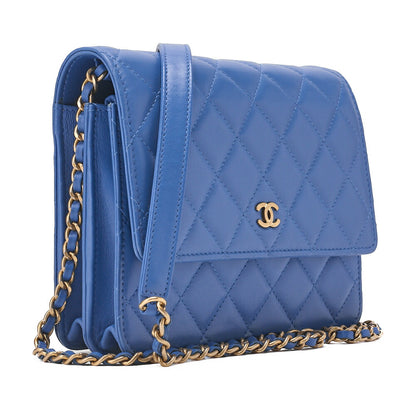CHANEL Matrasse Chain Wallet Lambskin Navy Gold-Tone Hardware, Pre-Owned