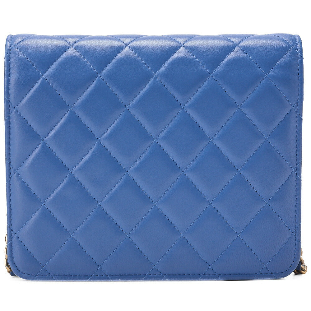 CHANEL Matrasse Chain Wallet Lambskin Navy Gold-Tone Hardware, Pre-Owned