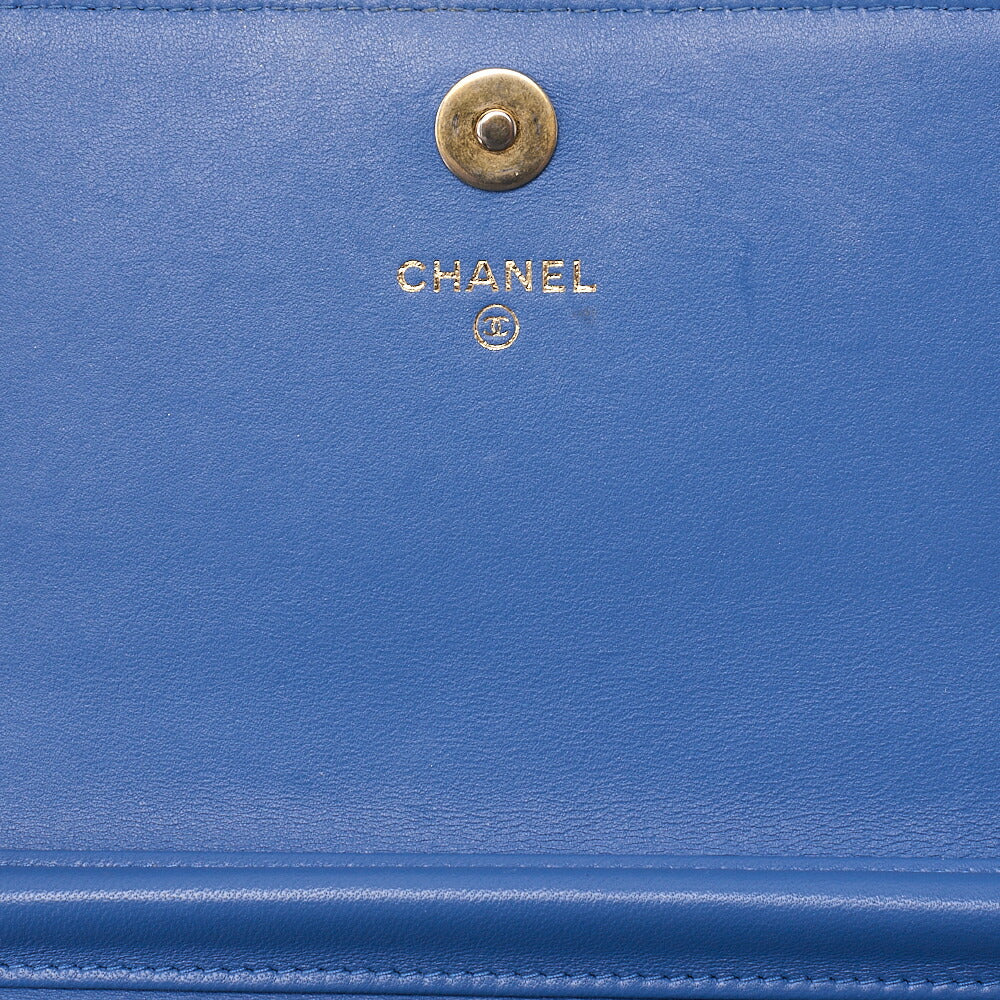 CHANEL Matrasse Chain Wallet Lambskin Navy Gold-Tone Hardware, Pre-Owned