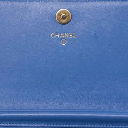 CHANEL Matrasse Chain Wallet Lambskin Navy Gold-Tone Hardware, Pre-Owned