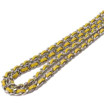 CHANEL Shoulder Bag Chain Wallet Caviar Skin Yellow Silver Fittings Push Lock Coco Mark Brand [Used] [Free Shipping]